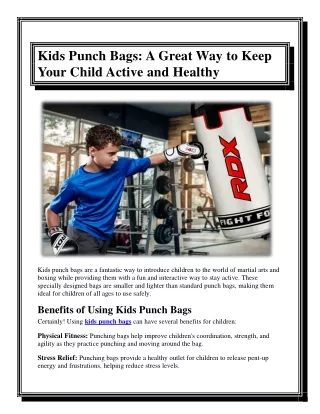 Kids Punch Bags A Great Way to Keep Your Child Active and Healthy