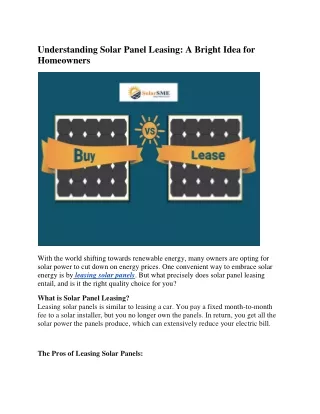 Understanding Solar Panel Leasing