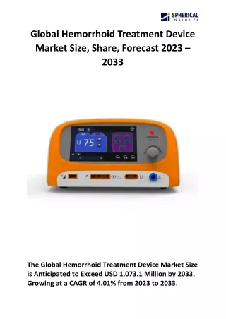 Global Hemorrhoid Treatment Device Market Size
