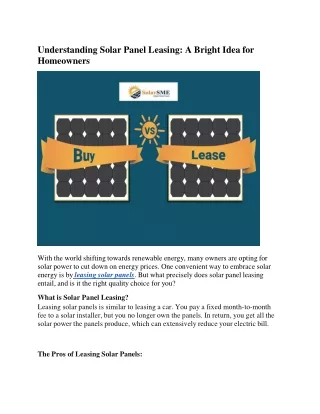 Understanding Solar Panel Leasing