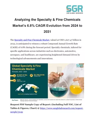 Analyzing the Specialty & Fine Chemicals Market’s 6.8% CAGR Evolution from 2024