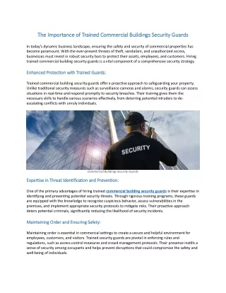 The Importance of Trained Commercial Buildings Security Guards