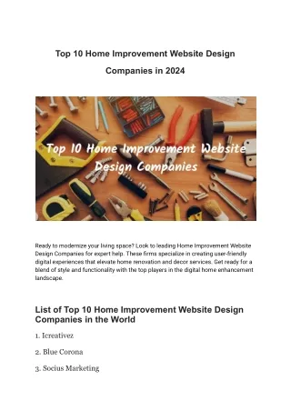 Top 10 Home Improvement Website Design  Companies in 2024