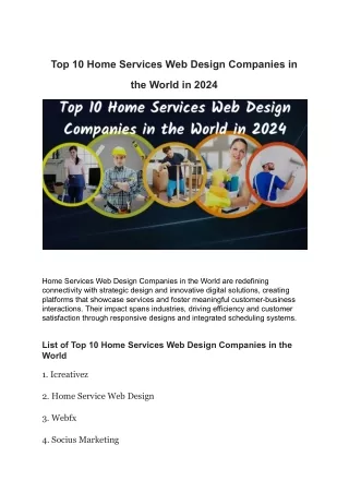 Top 10 Home Services Web Design Companies in the World in 2024