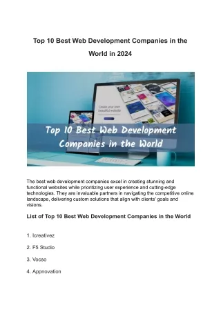 Top 10 Best Web Development Companies in the World in 2024