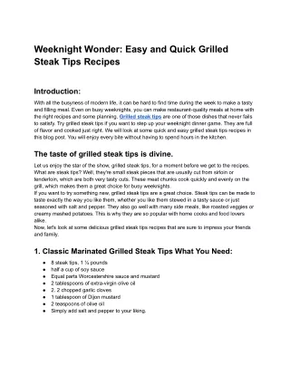 29 Weeknight Wonder_ Easy and Quick Grilled Steak Tips Recipes - Google Docs