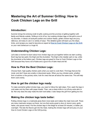Mastering the Art of Summer Grilling_ How to Cook Chicken Legs on the Grill - Google Docs