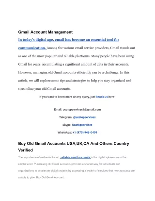 Buy Old Gmail Accounts - 100% Pva Old & New Best