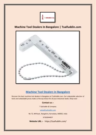 Machine Tool Dealers In Bangalore | Tsaifuddin.com