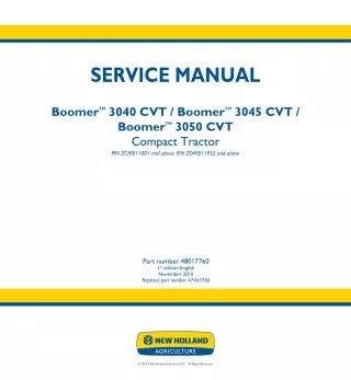 New Holland Boomer 3040 CVT Compact Tractor Service Repair Manual