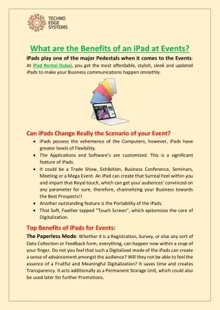 What are the Benefits of an iPad at Events?