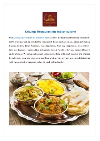 Kritunga Restaurant the Indian cuisine Homebush - Order Now