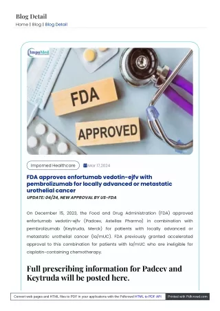 FDA Approves Enfortumab Vedotin Ejfv, Pembrolizumab Duo