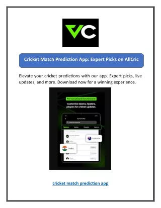 Cricket Match Prediction App: Expert Picks on AllCric