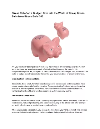 Stress Relief on a Budget_ Dive into the World of Cheap Stress Balls from Stress Balls 360