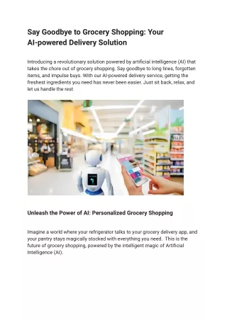 Say Goodbye to Grocery Shopping: Your AI-powered Delivery Solution