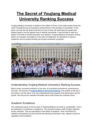 Secret of Youjiang Medical University Ranking Success
