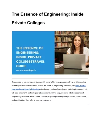 The Essence of Engineering: Inside Private Colleges