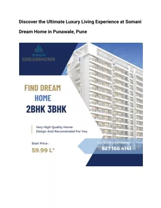 Discover the Ultimate Luxury Living Experience at Somani Dream Home in Punawale, Pune (1)