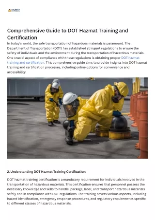 Comprehensive Guide to DOT Hazmat Training and Certification In today's world, the safe transportation of hazardous mate