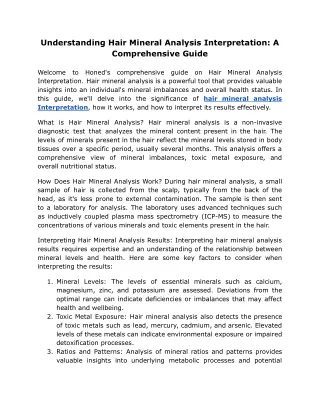 Understanding Hair Mineral Analysis Interpretation A Comprehensive Guide