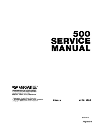 Ford Versatile 500 Tractor Service Repair Manual