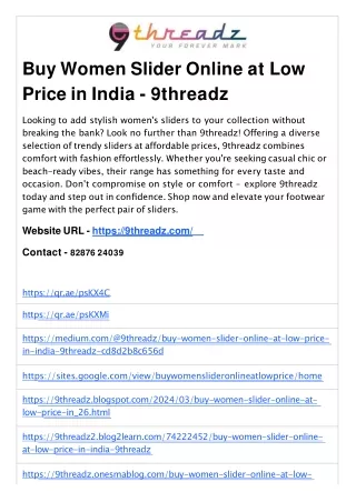 Buy Women Slider Online at Low Price in India - 9threadz