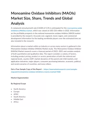 Monoamine Oxidase Inhibitors (MAOIs) Market