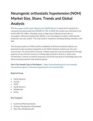 Neurogenic orthostatic hypotension (NOH) Market