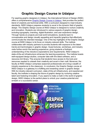 Graphic Design Course in Udaipur