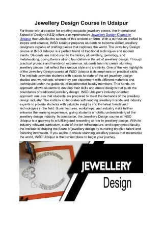 Jewellery Design Course in Udaipur