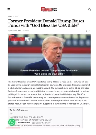 Former President Donald Trump Raises Funds with “God Bless the USA Bible”