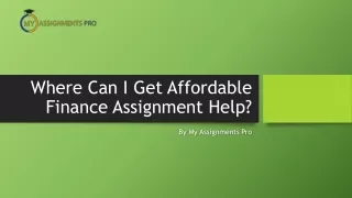 Where Can I Get Affordable Finance Assignment Help?
