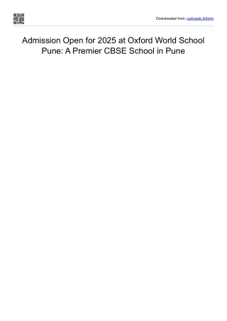 Admission Open for 2025 at Oxford World School Pune: A Premier CBSE School Pune