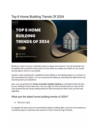 Top 6 Home Building Trends Of 2024