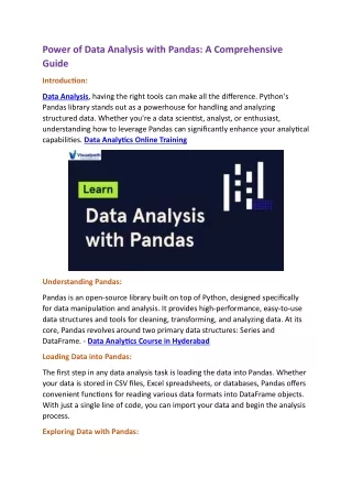 Data Analytics Course in Hyderabad