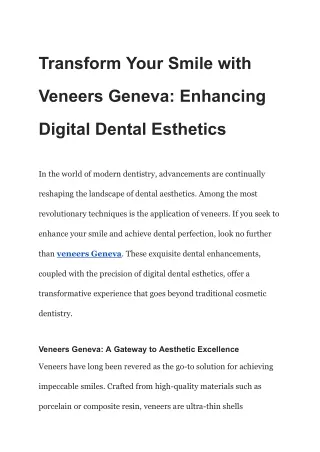 Transform Your Smile with Veneers Geneva_ Enhancing Digital Dental Esthetics