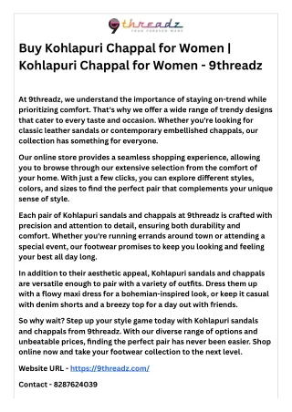 Buy Kohlapuri Chappal for Women | Kohlapuri Chappal for Women - 9threadz