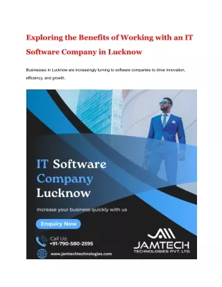 Exploring the Benefits of Working with a Software Company in Lucknow