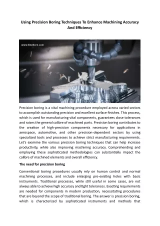 Using Precision Boring Techniques To Enhance Machining Accuracy And Efficiency