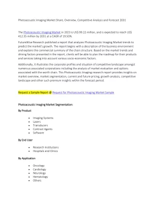 Photoacoustic Imaging Market Share, Overview, Competitive Analysis and Forecast