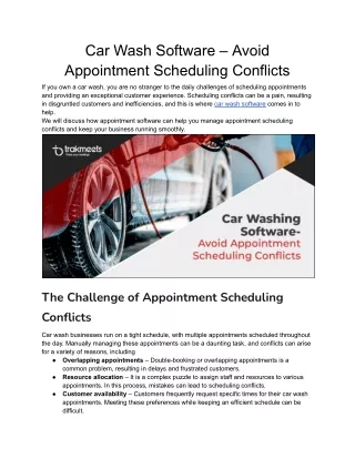 Car Wash Software – Avoid Appointment Scheduling Conflicts