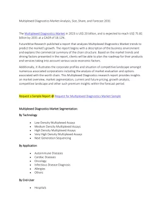 Multiplexed Diagnostics Market Analysis, Size, Share, and Forecast 2031