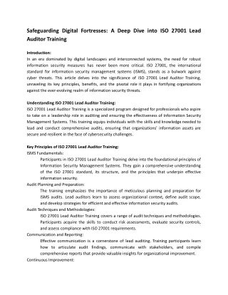 ISO 27001 Lead Auditor Training