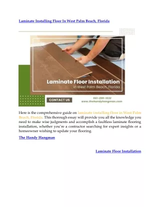 Laminate Installing Floor In West Palm Beach