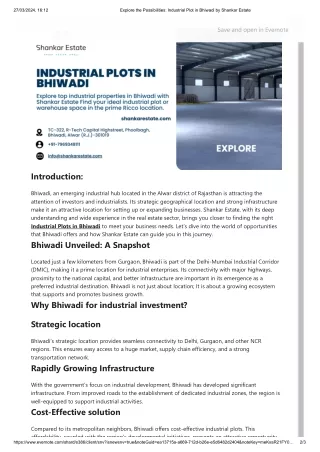 Explore the Possibilities_ Industrial Plot in Bhiwadi by Shankar Estate