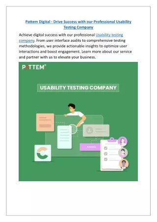 Reliable Usability Testing Company: Pattem Digital