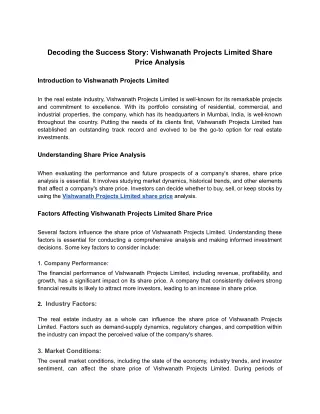 Decoding the Success Story_ Vishwanath Projects Limited Share Price Analysis