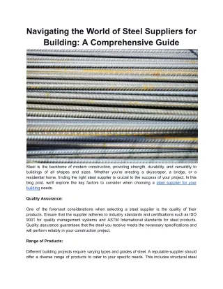 Navigating the World of Steel Suppliers for Building_ A Comprehensive Guide