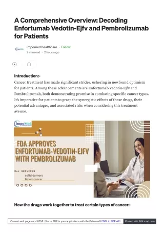 Enfortumab Vedotin-ejfv and Pembrolizumab Combination: FDA's Stamp of Approval
